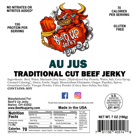 Au Jus Traditional Cut Beef Jerky 7oz