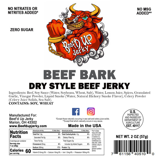 Beef Bark Dry Style Beef Jerky 2oz