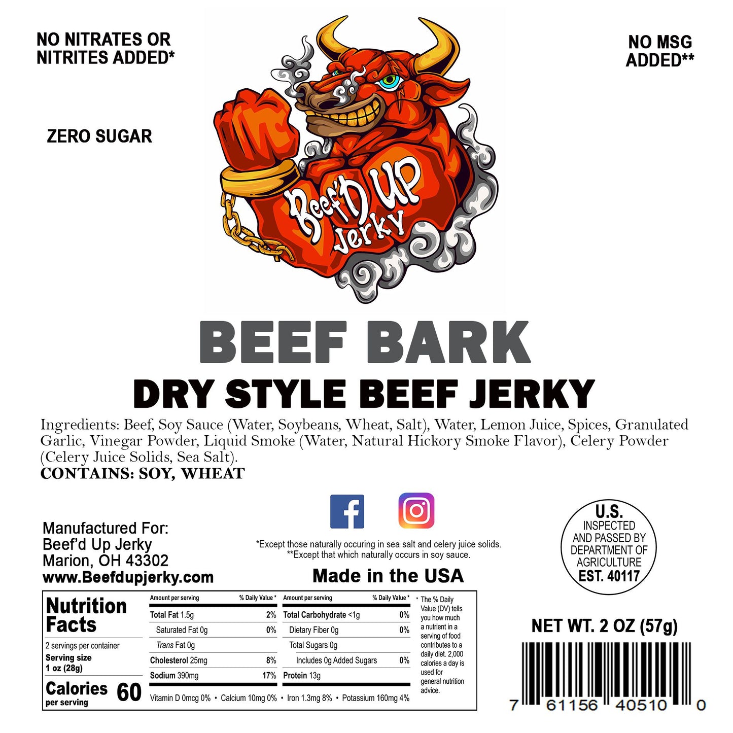 Beef Bark Dry Style Beef Jerky 2oz
