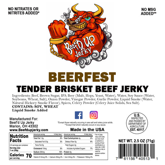 Beerfest Tender Brisket Beef Jerky 2.5oz