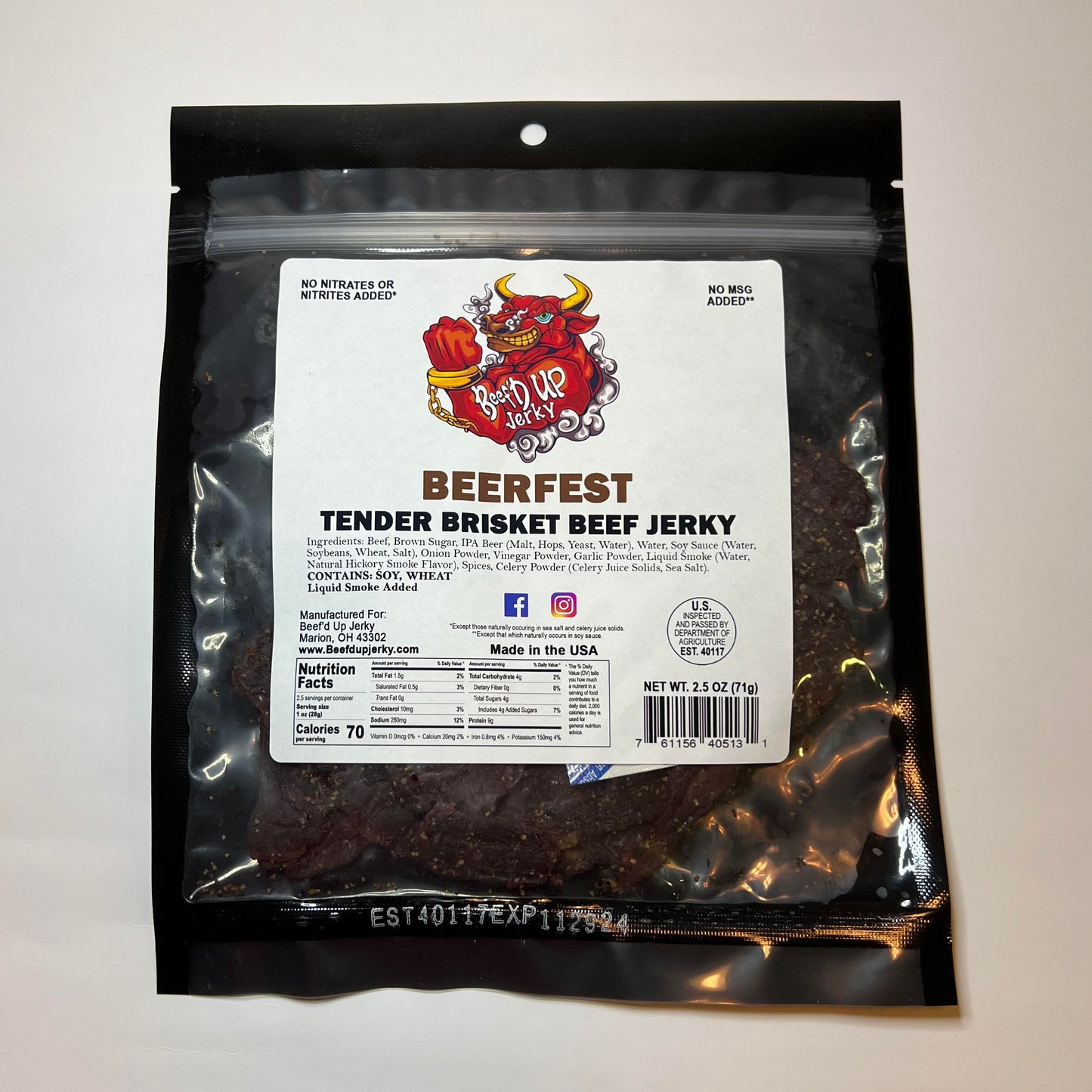 Beerfest Tender Brisket Beef Jerky 2.5oz