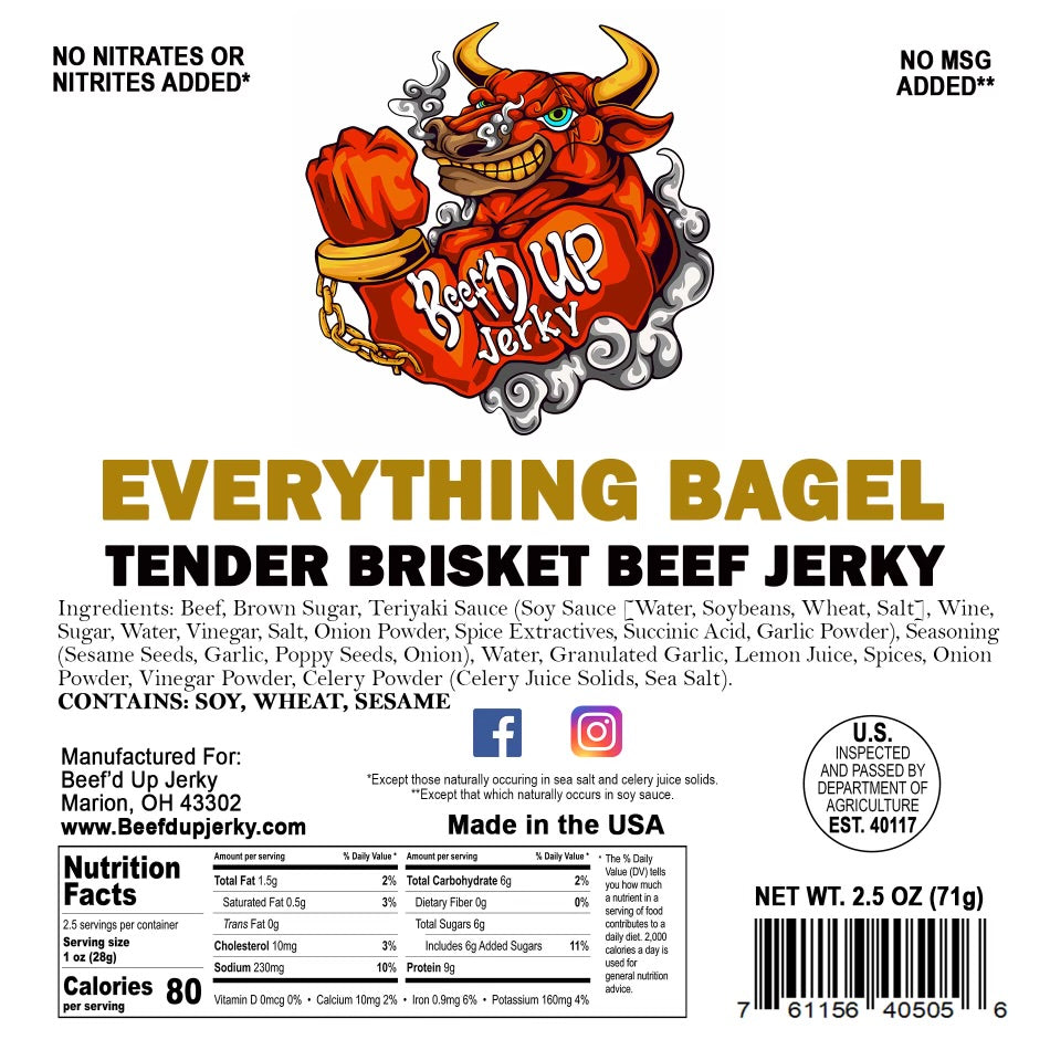 Everything Bagel Tender Brisket Beef Jerky 2.5oz