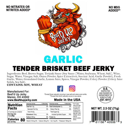 Garlic Tender Brisket Beef Jerky 2.5oz