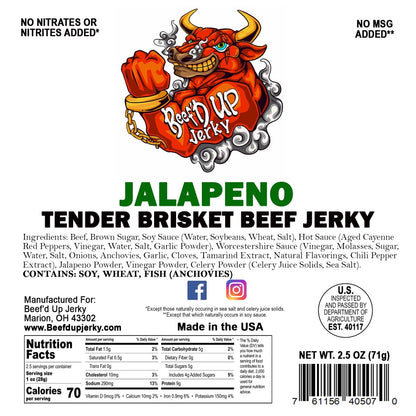 Jalapeno Tender Brisket Beef Jerky 2.5oz