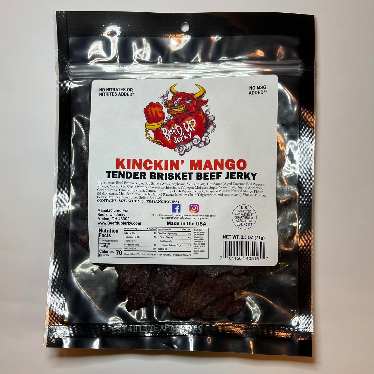 Kickin' Mango Tender Brisket Beef Jerky 2.5oz