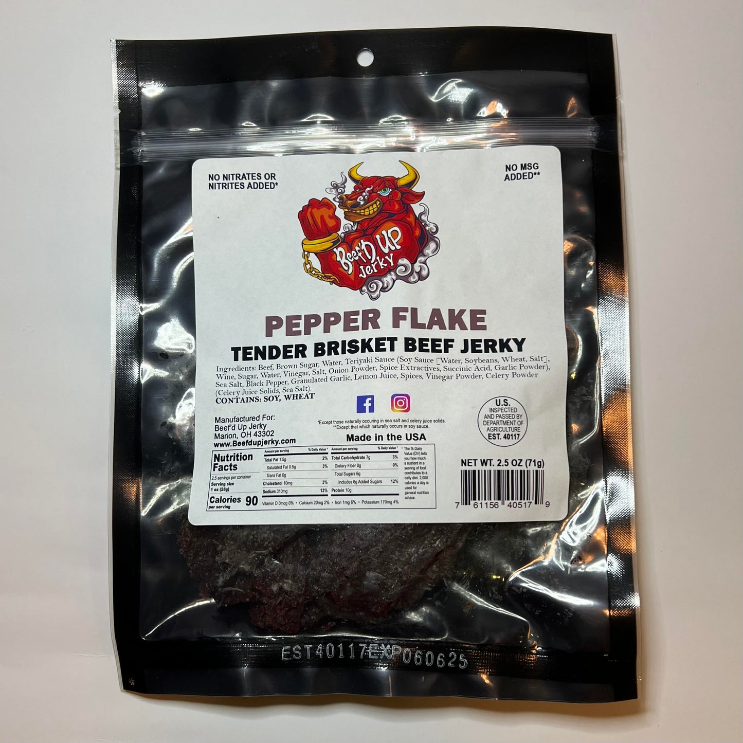 Pepper Flake Tender Brisket Beef Jerky 2.5oz